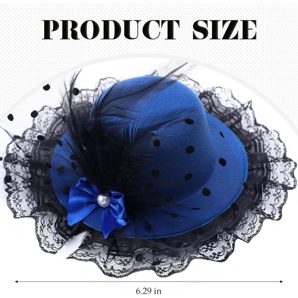 Girls Mini Fascinator 6 Pack Vintage Tea Derby Clip-On Hair Accessories - Picture 4 of 8